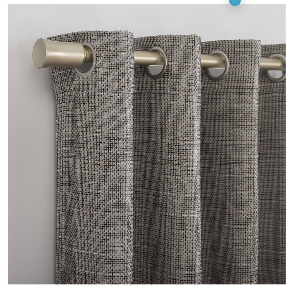 Sun Zero Brooks Burlap Weave Thermal Curtain Panel, 52" x 63", Taupe/Cocoa Brown